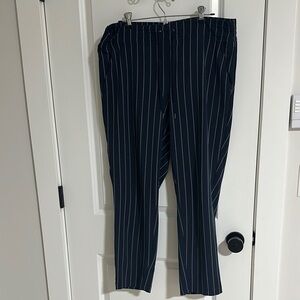 Athleta Navy Pinstripe Elastic Waist Drawstring Athleisure Pants